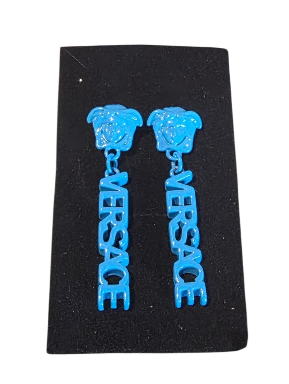 Versace Medusa Earrings In Light Blue